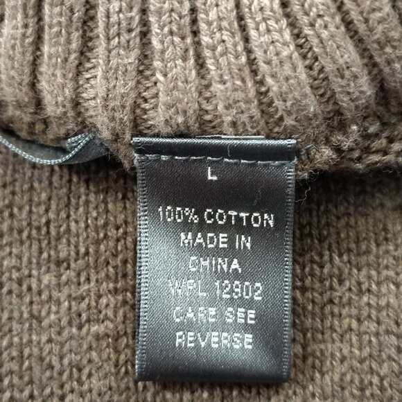 Oscar De La Renta Argyle Sweater Mens Sz Large 1/4 Zip Mock Neck Pullover Brown - Picture 7 of 15